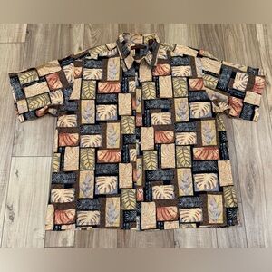 Tori Richard Hawaiian Shirt Mens XL Brown Aloha Beach Button Up